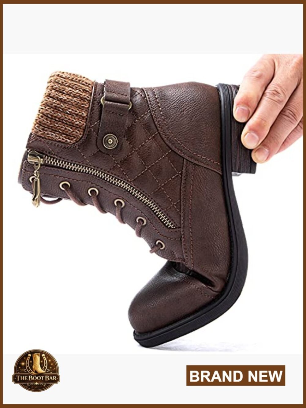 Women's Ankle Booties Combat Boots Low Heel Lace Up Side Zipper Fall - Picture 6 of 7